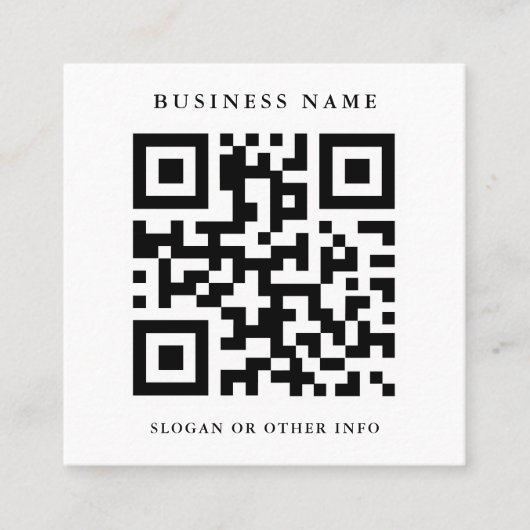 Carte De Visite Carré Code QR noir et blanc (Devant)