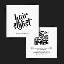 Code QR noir et blanc écriture moderne coiffeur