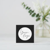 Carte De Visite Carré Code QR noir et blanc en gras social (Debout devant)