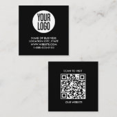 Carte De Visite Carré Code QR noir et blanc moderne (Devant / Derrière)