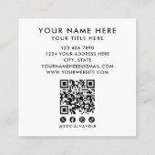 Carte De Visite Carré Code QR noir et blanc moderne Ajouter un logo Mini (Dos)