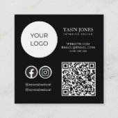 Carte De Visite Carré Code QR noir et blanc unique Médias sociaux (Devant)