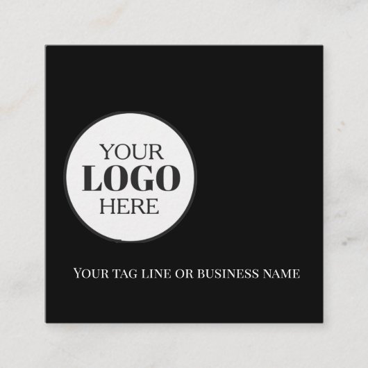 Carte De Visite Carré Code QR noir noir blanc logo simple (Devant)