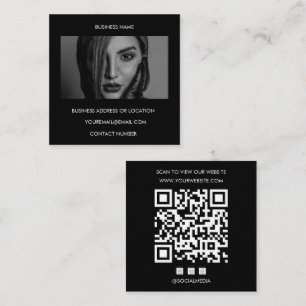 Carte De Visite Carré Code QR noir personnalisé pour site web et médias