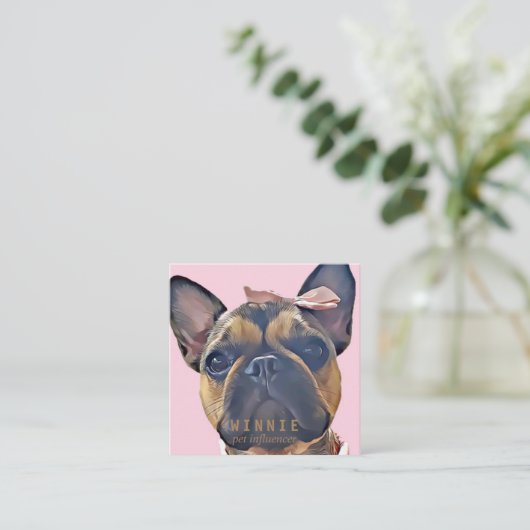 Carte De Visite Carré Code QR numérisable double photo moderne (Debout devant)