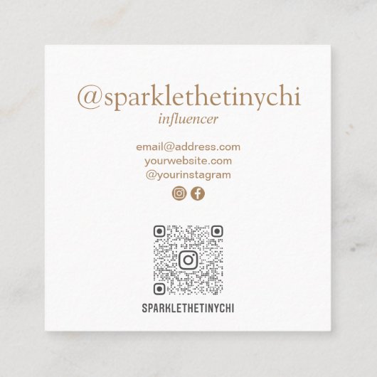 Carte De Visite Carré Code QR numérisable photo cadre moderne (Dos)