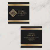 Carte De Visite Carré Code QR Or Moderne Profil (Devant / Derrière)