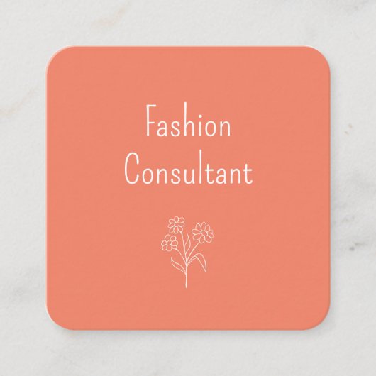 Carte De Visite Carré Code QR Pêche botanique simple à fleurs (Devant)