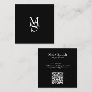 Carte De Visite Carré Code QR personnalisable monogramme minimaliste élé