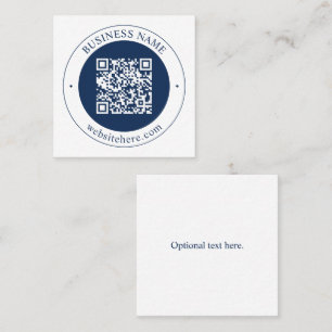 Carte De Visite Carré Code QR personnalisable & Texte Bleu marine fonc