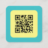 Carte De Visite Carré Code QR personnalisé Jaune et bleu (Dos)