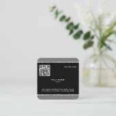 Carte De Visite Carré Code QR personnalisé Marbre noir et gris (Debout devant)