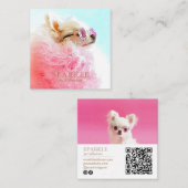 Carte De Visite Carré Code QR personnalisé moderne à double photo (Devant / Derrière)