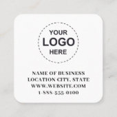 Carte De Visite Carré Code QR personnalisé noir élégant avec logo (Dos)