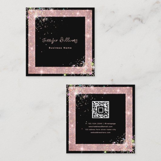 Carte De Visite Carré Code QR personnalisé Parties scintillant holograph (Devant / Derrière)