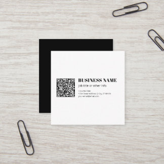 Carte De Visite Carré Code QR personnalisé & Texte rétro-moderne modifia
