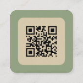 Carte De Visite Carré Code QR personnalisé Vert et Beige (Dos)