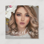 Carte De Visite Carré Code QR photo de style girly (Devant)