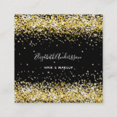 Carte De Visite Carré Code qr photo en or noir (Devant)