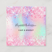 Carte De Visite Carré Code qr photo holographique rose (Devant)