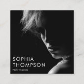 Carte De Visite Carré Code QR photo professionnel noir blanc unique (Devant)