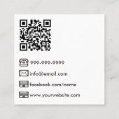 Carte De Visite Carré Code QR Photographe Moderne Blanc (Dos)