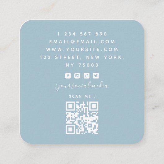 Carte De Visite Carré Code QR pour planificateur d'événements pour enfan (Dos)