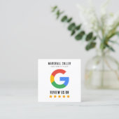 Carte De Visite Carré Code QR professionnel Avis Google  (Debout devant)