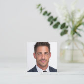 Carte De Visite Carré Code QR professionnel bleu et blanc Aviation  (Debout devant)