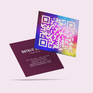Carte De Visite Carré Code QR professionnel coloré élégant unique