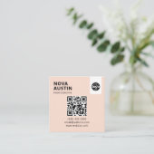 Carte De Visite Carré Code QR professionnel Conception minimale avec log (Debout devant)