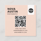 Carte De Visite Carré Code QR professionnel Conception minimale avec log (Devant)