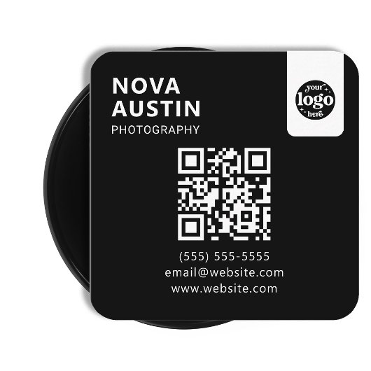 Carte De Visite Carré Code QR professionnel Conception minimale avec log