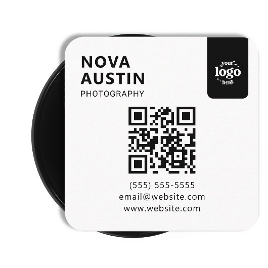 Carte De Visite Carré Code QR professionnel Conception minimale avec log