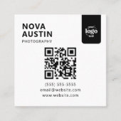 Carte De Visite Carré Code QR professionnel Conception minimale avec log (Devant)