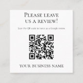 Carte De Visite Carré Code QR professionnel de révision Google (Devant)