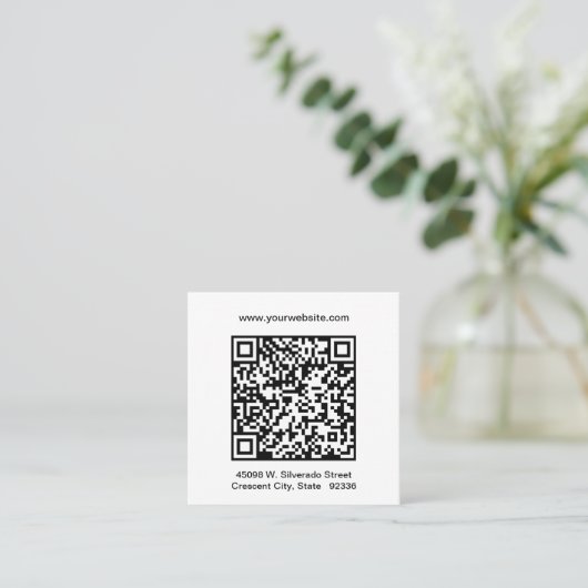 Carte De Visite Carré Code QR professionnel minimal (Debout devant)