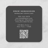Carte De Visite Carré Code QR Professionnel Monogramme Noir (Dos)