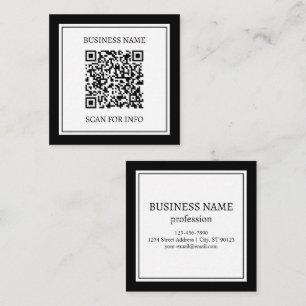 Carte De Visite Carré Code QR professionnel Noir & Blanc