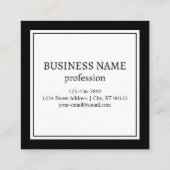 Carte De Visite Carré Code QR professionnel | Noir & Blanc (Dos)