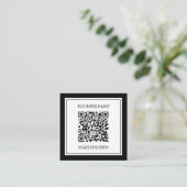 Carte De Visite Carré Code QR professionnel | Noir & Blanc (Debout devant)