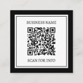 Carte De Visite Carré Code QR professionnel | Noir & Blanc (Devant)