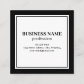 Carte De Visite Carré Code QR professionnel | Noir & Blanc (Dos)