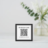 Carte De Visite Carré Code QR professionnel | Noir & Blanc (Debout devant)