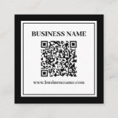 Carte De Visite Carré Code QR professionnel | Noir & Blanc (Devant)