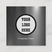 Carte De Visite Carré Code QR professionnel numérisable Black Metallic (Dos)