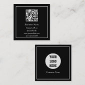 Carte De Visite Carré Code QR professionnel numérisé noir blanc (Devant / Derrière)