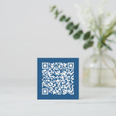 Carte De Visite Carré Code QR professionnel personnalisable bleu minimal (Debout devant)