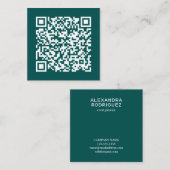 Carte De Visite Carré Code QR professionnel personnalisable Minimal Turq (Devant / Derrière)