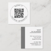 Carte De Visite Carré Code QR professionnel Promotion numérisable minima (Devant / Derrière)